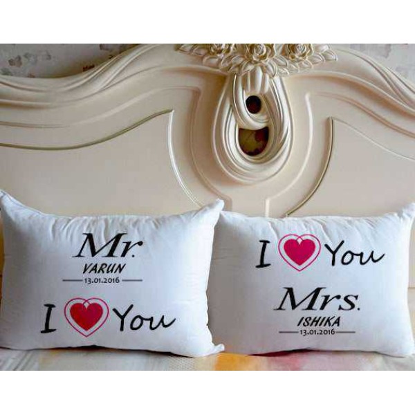 Mr I Love You and I Love You Mrs Personalized Couple Pillows